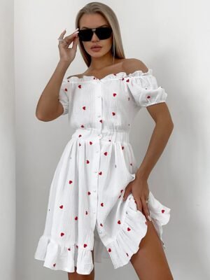 QSLYQ0271 | Floral Puff-Sleeve Mini Dress