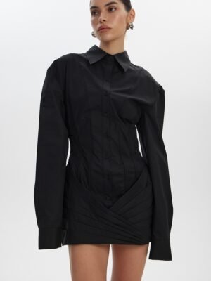 QSLYQ1112 | Asymmetric Draped Mini Dress