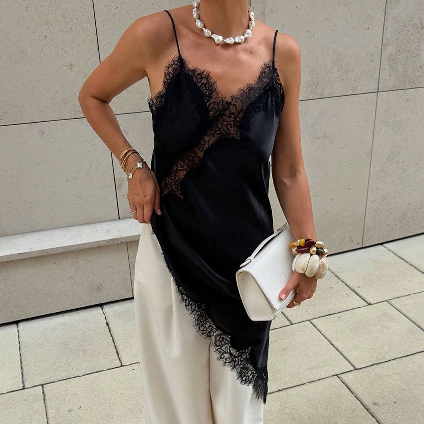 QSLYQ1119 | Ruched Mesh Camisole Maxi Dress - Image 3
