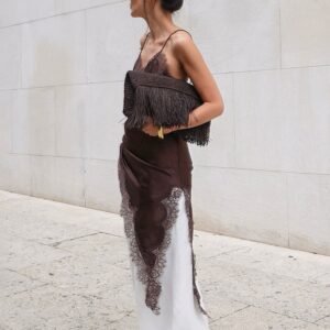 QSLYQ1119 | Ruched Mesh Camisole Maxi Dress