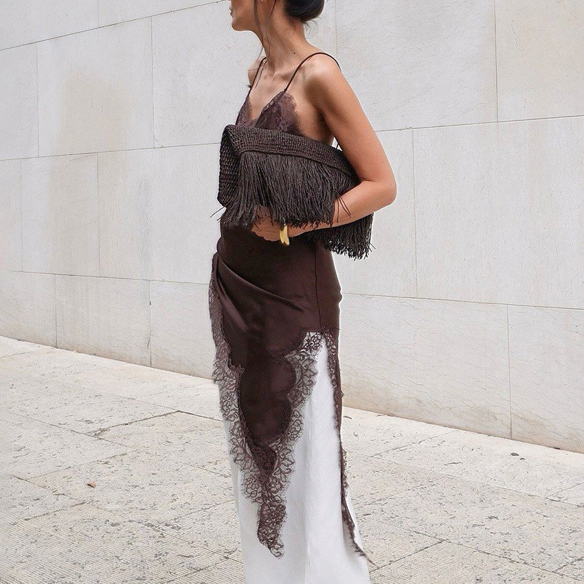 QSLYQ1119 | Ruched Mesh Camisole Maxi Dress