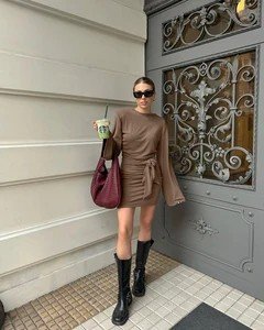QSLYQ2204 | One-Shoulder Draped Mini Dress
