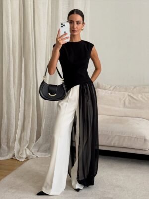 QSLYQ25384Y | Contrast-Panel Maxi Dress
