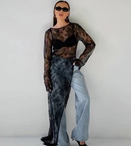 QSLYQ3077 | Sheer Lace Maxi Dress