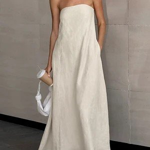 QSLYQ4211 | Halter-Neck A-Line Maxi Dress