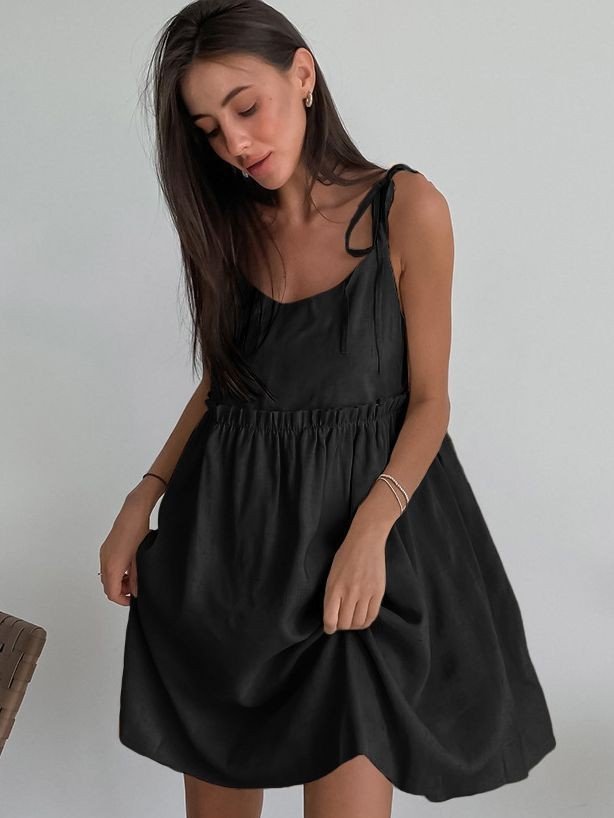 QSLYQ8270 | Balloon-Sleeve Mini Dress - Image 3