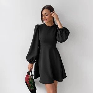 QSLYQ8270 | Balloon-Sleeve Mini Dress