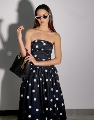 QSLYQ9189 | Polka-Dot Camisole Midi Dress