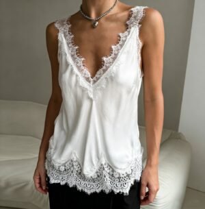 QSTX25431Y | Lace-Trim V-Neck Camisole Top
