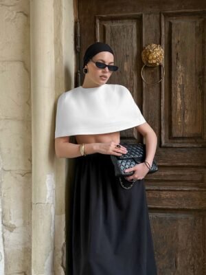 QSWT25142 | Structured Cape-Sleeve Jacket