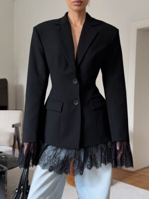 QSWT25271Y | Lace-Hem Tailored Blazer