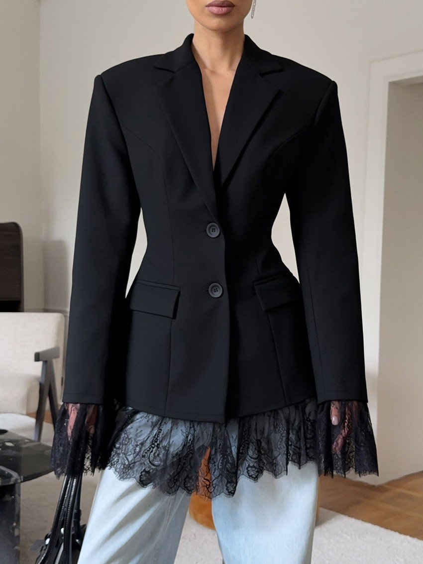 QSWT25271Y | Lace-Hem Tailored Blazer