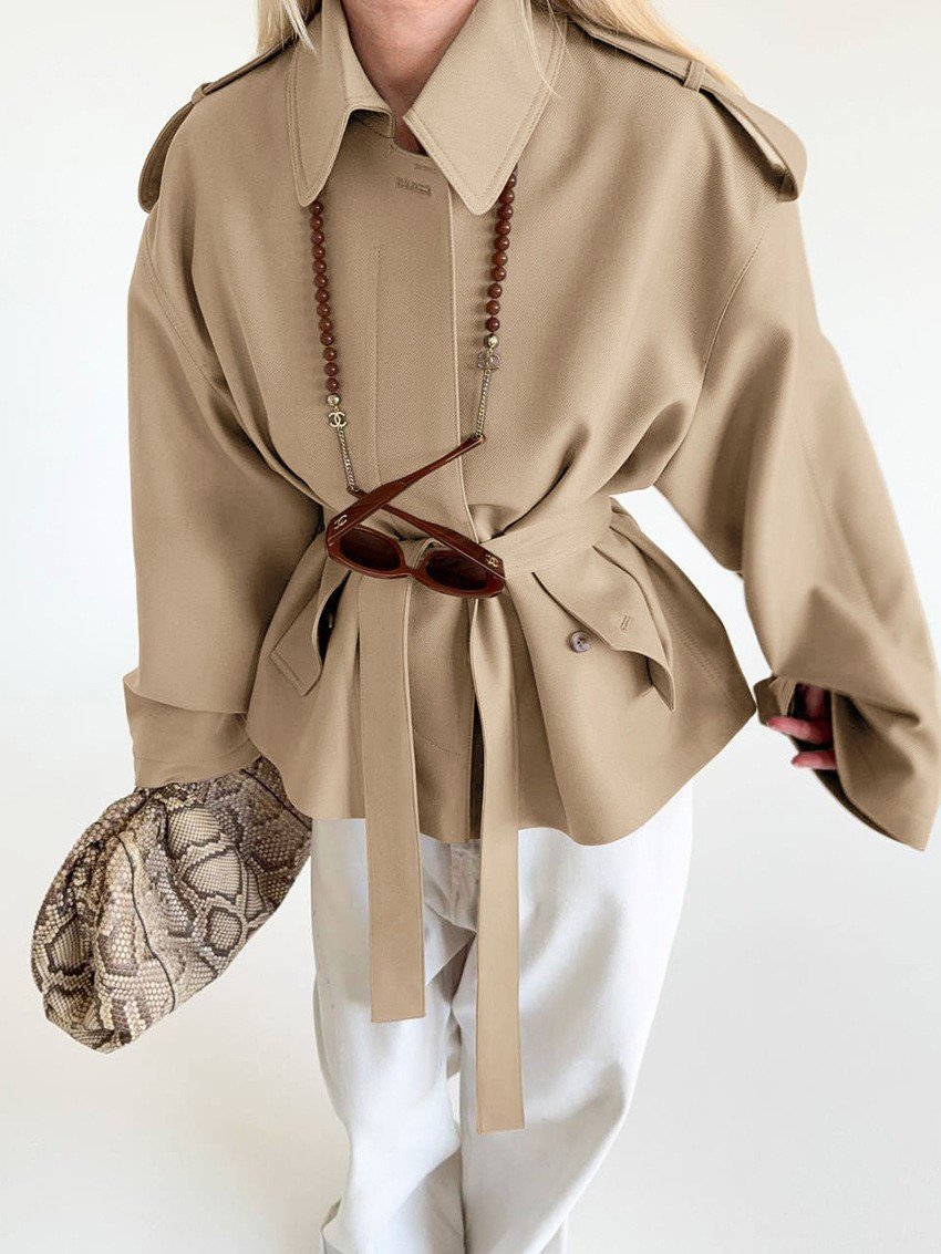 QSWT3308 | Belted Balloon-Sleeve Jacket - Image 2