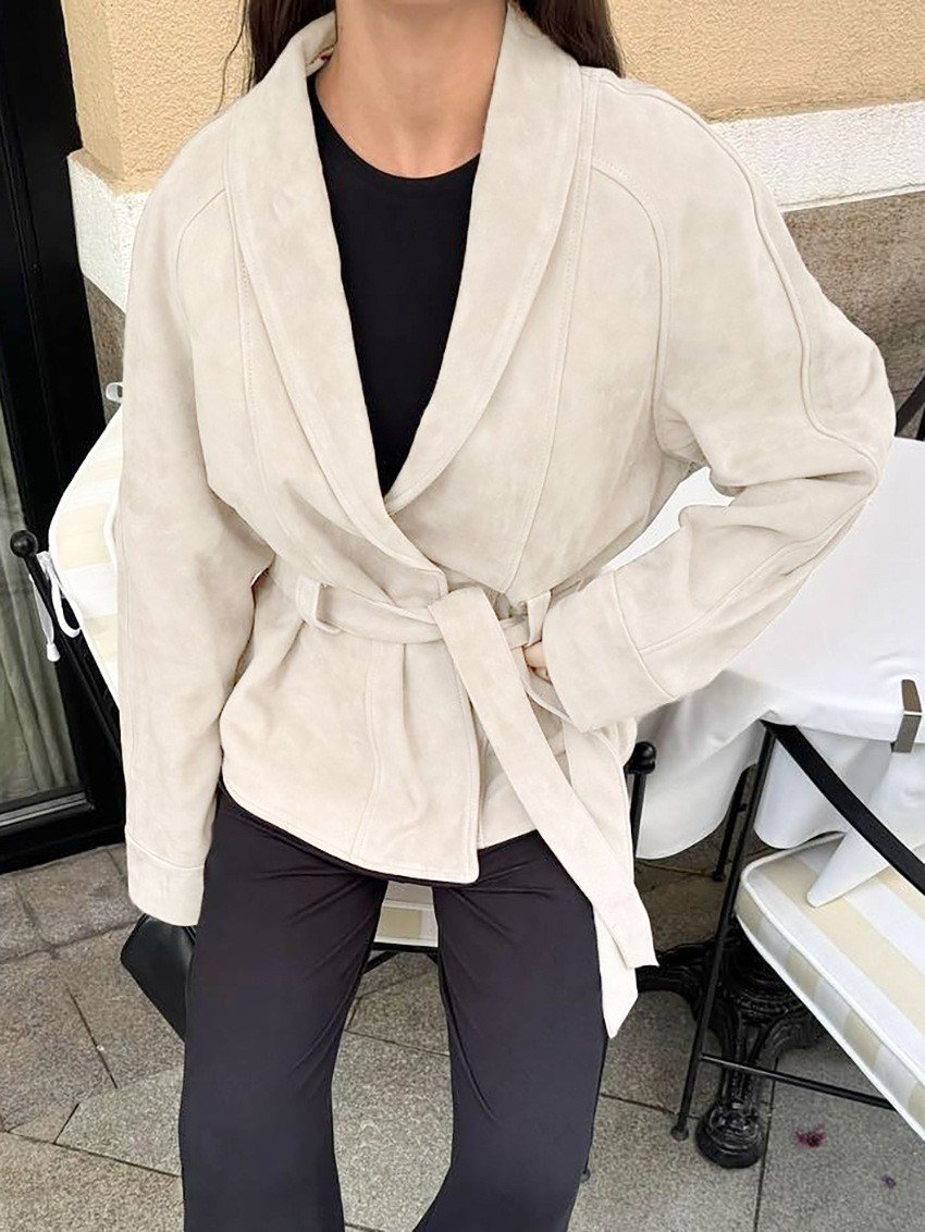 QSWT3310 | Belted Suede Wrap Jacket - Image 2
