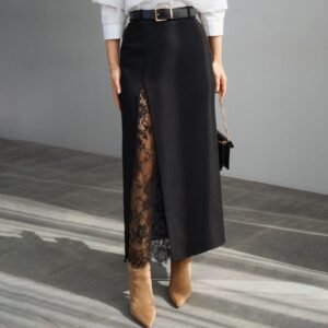FSB BSQ3373 | Valentina Lace-Panel Maxi Skirt