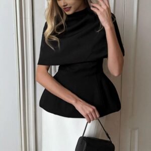 FSB 2TZ93008 | Arden Mock-Neck Peplum Top