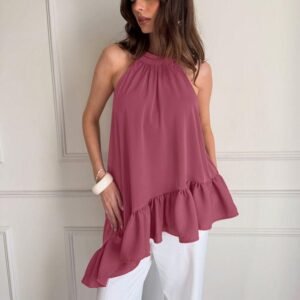FSB BX4012 | Amara Ruffle-Hem Halter Tunic