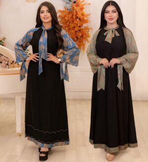 XQY500345 | Crystal Colorblock Muslim Abaya Dress