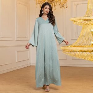 XQY500367 | Embellished Satin Abaya Evening Gown