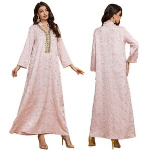 XQY500382 | Sequin Jacquard Abaya Maxi Dress