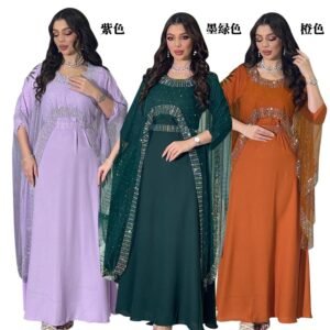 XQY500386 | Crystal-Trim Formal Abaya Gown