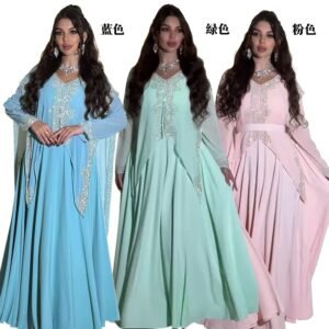 XQY500387 | Embellished Chiffon Abaya Maxi Dress