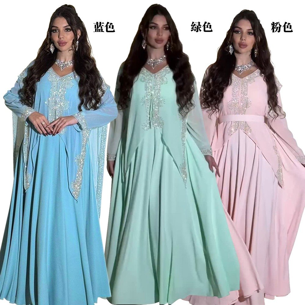 XQY500387 | Embellished Chiffon Abaya Maxi Dress