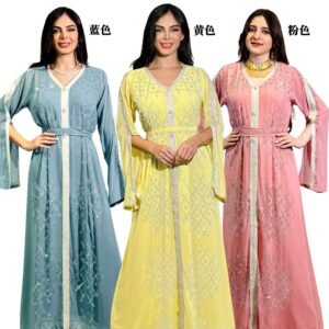 XQY500390 | Crystal Chiffon Evening Abaya Gown