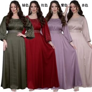 XQY500391 | Crystal Belted Flare Abaya Dress