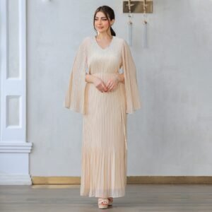 XQY500393 | Pleated Crystal Chiffon Abaya Gown