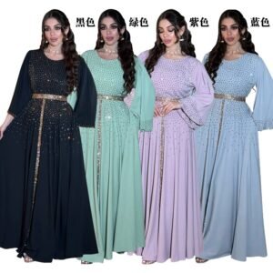 XQY500394 | Luxury Crystal Evening Abaya Dress