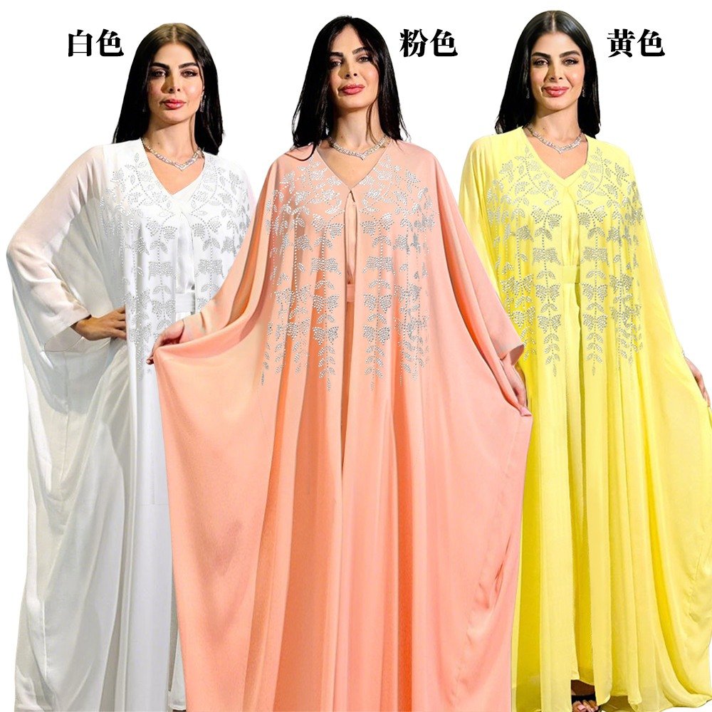 XQY500399 | Crystal Chiffon Evening Abaya Gown