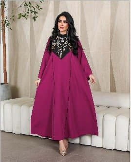 XQY500413 | Crystal Satin Patchwork Abaya Gown