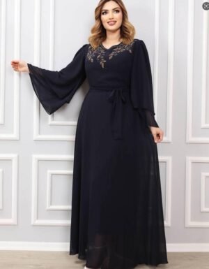 XQY500418 | Crystal Belted Chiffon Evening Dress