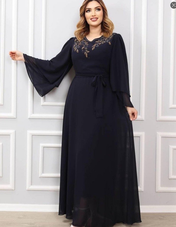 XQY500418 | Crystal Belted Chiffon Evening Dress