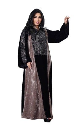 XQY500465 | Velvet-Panel Crystal Abaya Dress