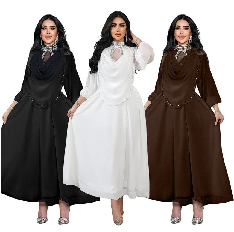 XQY500468 | Beaded Chiffon Abaya Gown