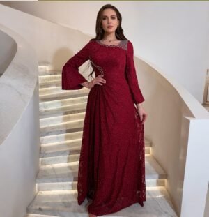 XQY500477 | Crystal Lace Muslim Maxi Dress