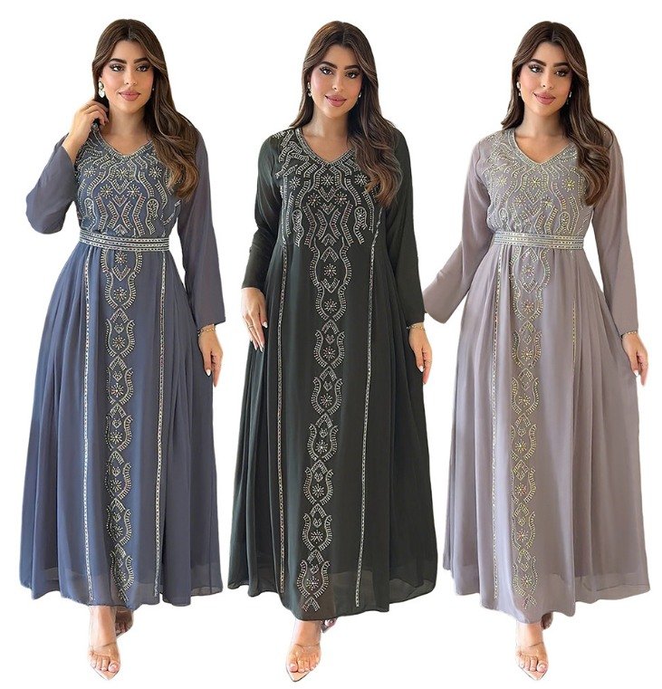 XQY500478 | Crystal V-Neck Chiffon Evening Dress