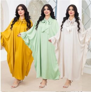 XQY500497 | Ruffle-Trim Solid Modest Maxi Dress